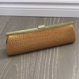 Snakeskin pattern & gold clutch